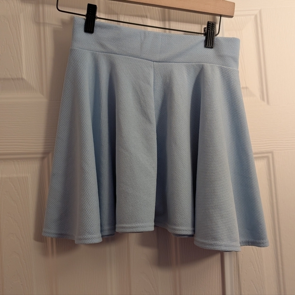 Blue Skater Mini Skirt with Pleats - Picture 2 of 8